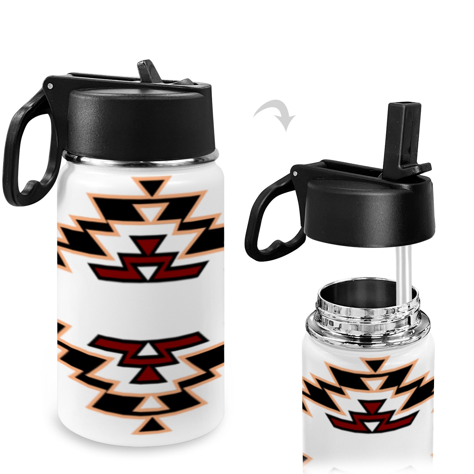 Tribal Water Bottle With Straw Lid