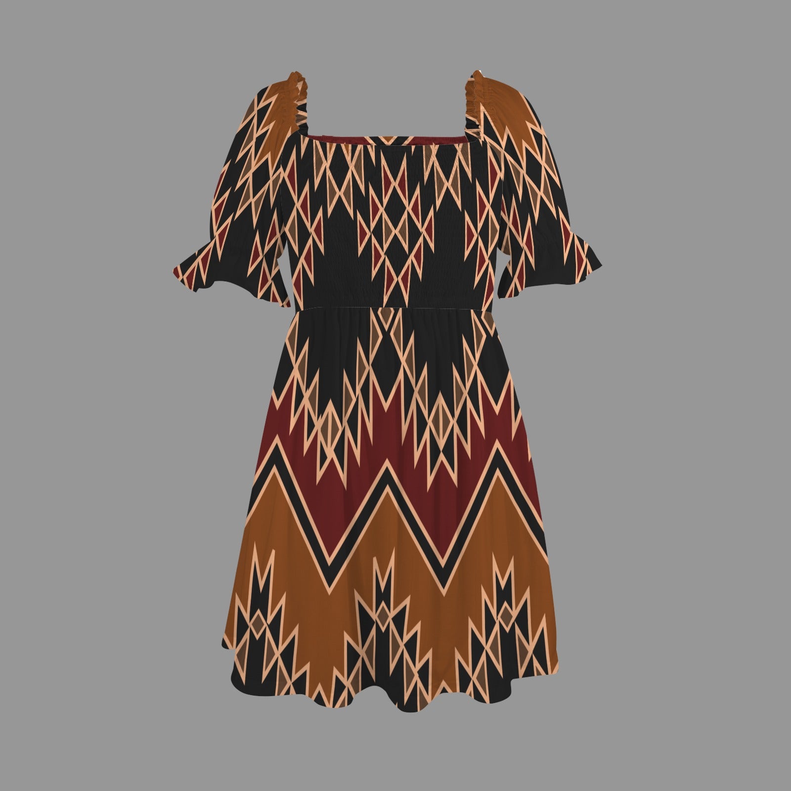 Square Neck Ruffle Hem Dress