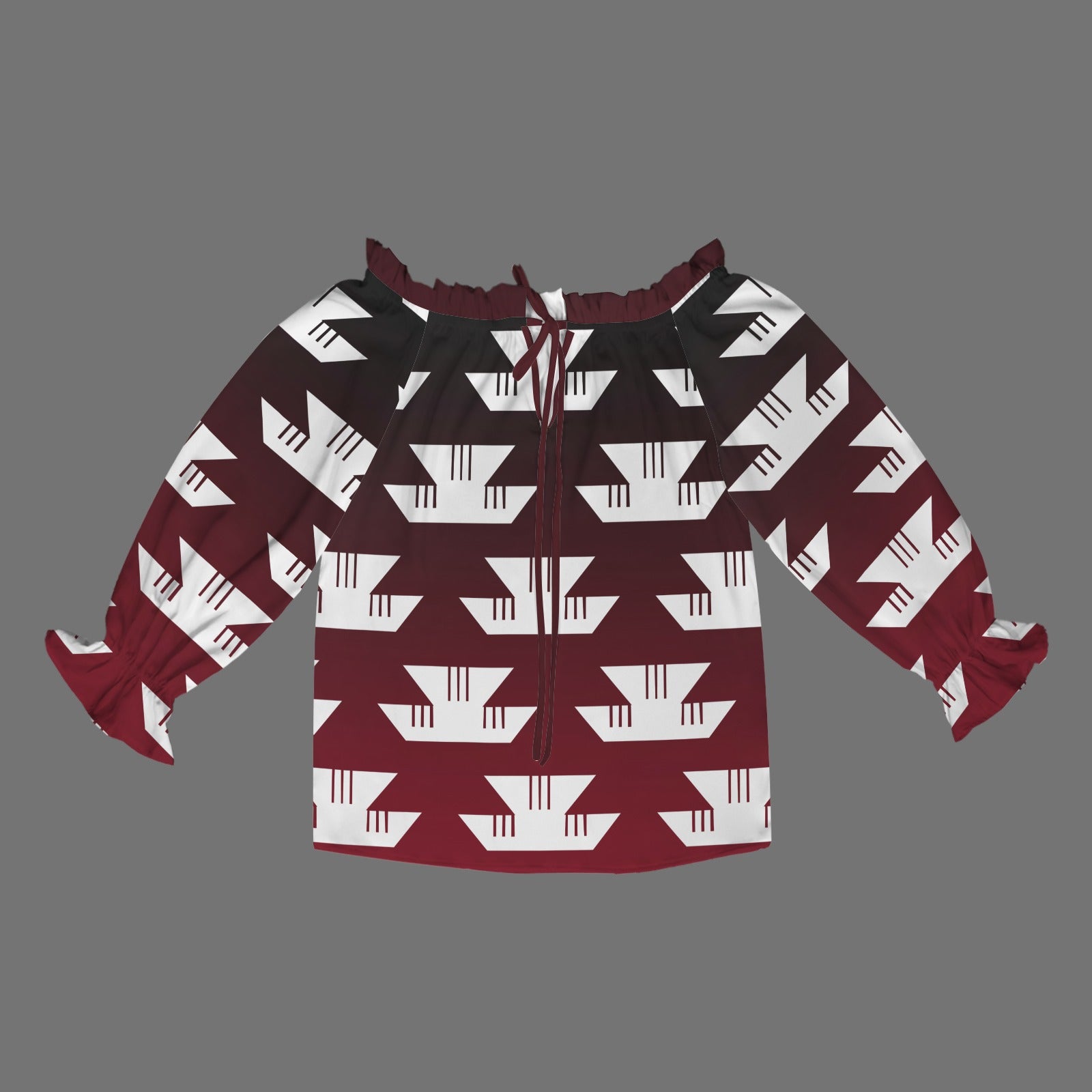 Elk Horn Shoulder Ruffle Sleeve Blouse