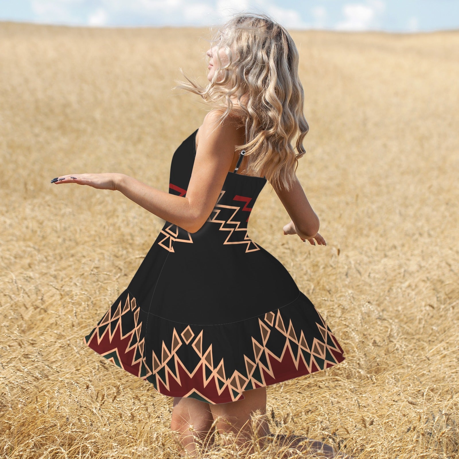 Black Tribal Spaghetti Strap Dress