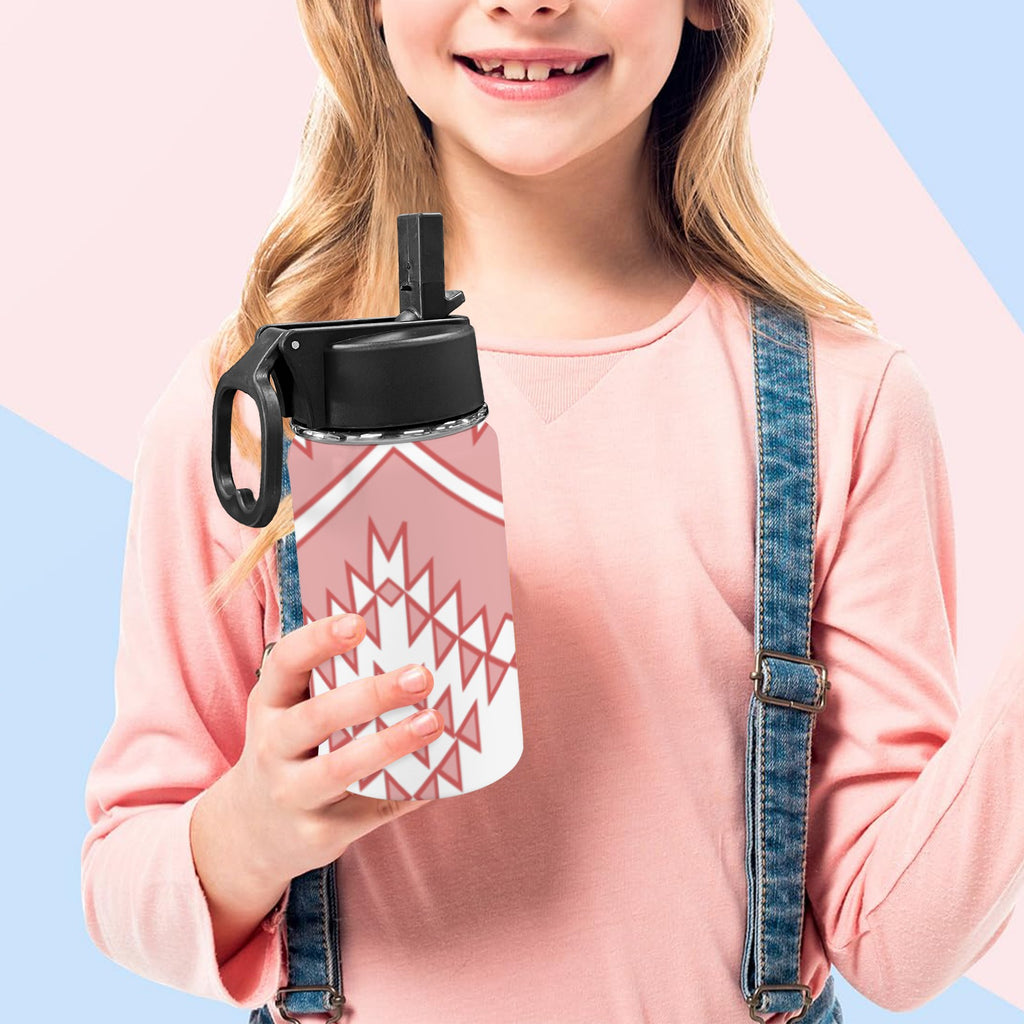 Pink Water Bottle With Straw Lid