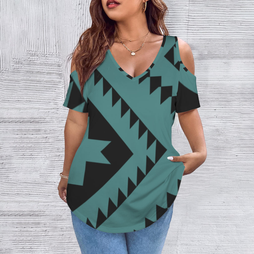 Tribal Design Open Shoulder Shirt