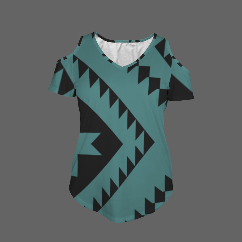 Tribal Design Open Shoulder Shirt