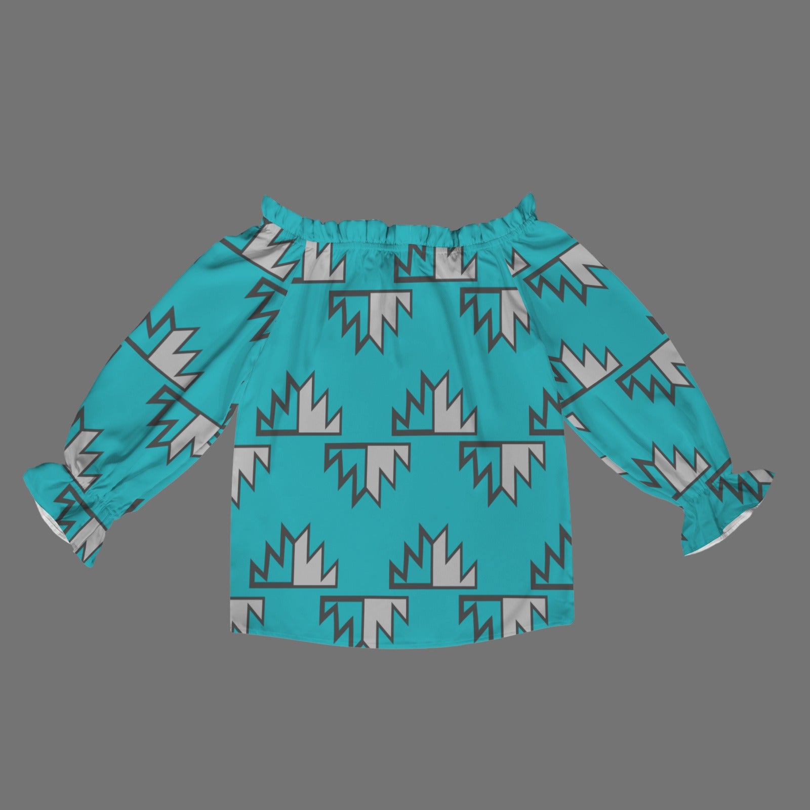 Teal Shoulder Ruffle Sleeve