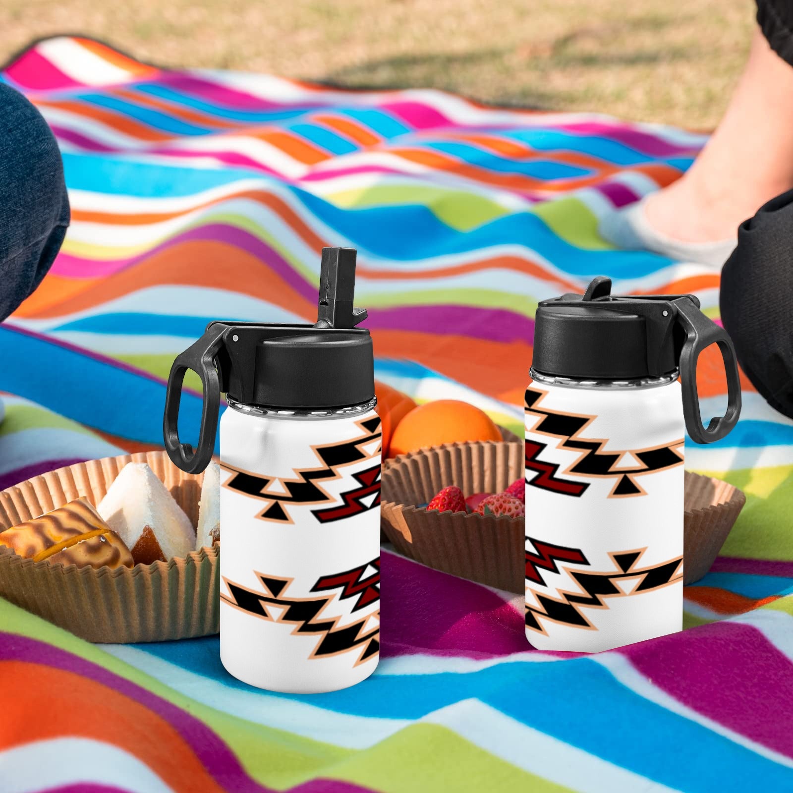 Tribal Water Bottle With Straw Lid