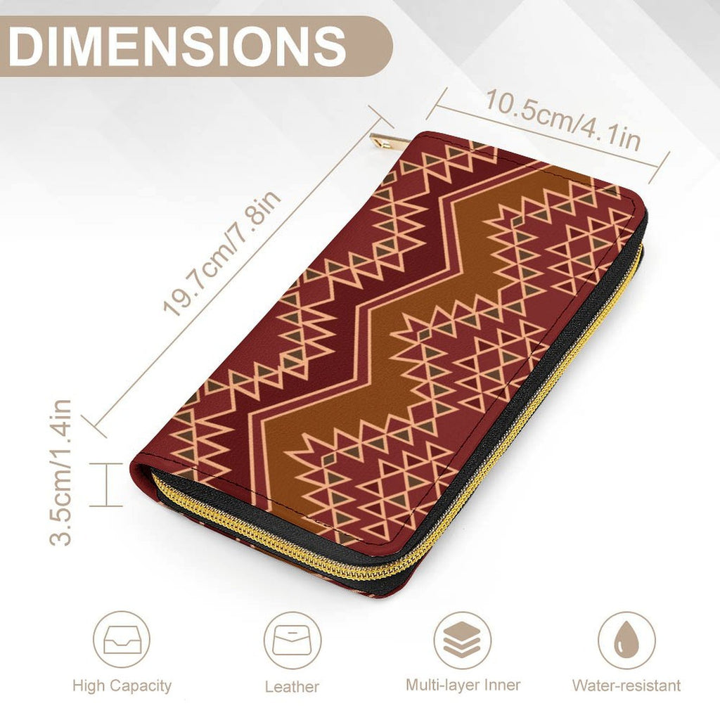 Maroon Large Capacity Zip Around Wallet PU Leather Clutch Purse With Multi-Layer Slots