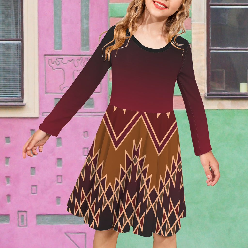 Girls Maroon Tribal Dress