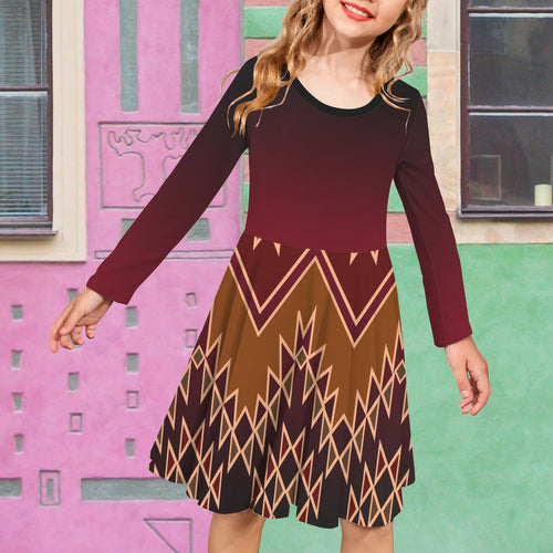 Girls Maroon Tribal Dress