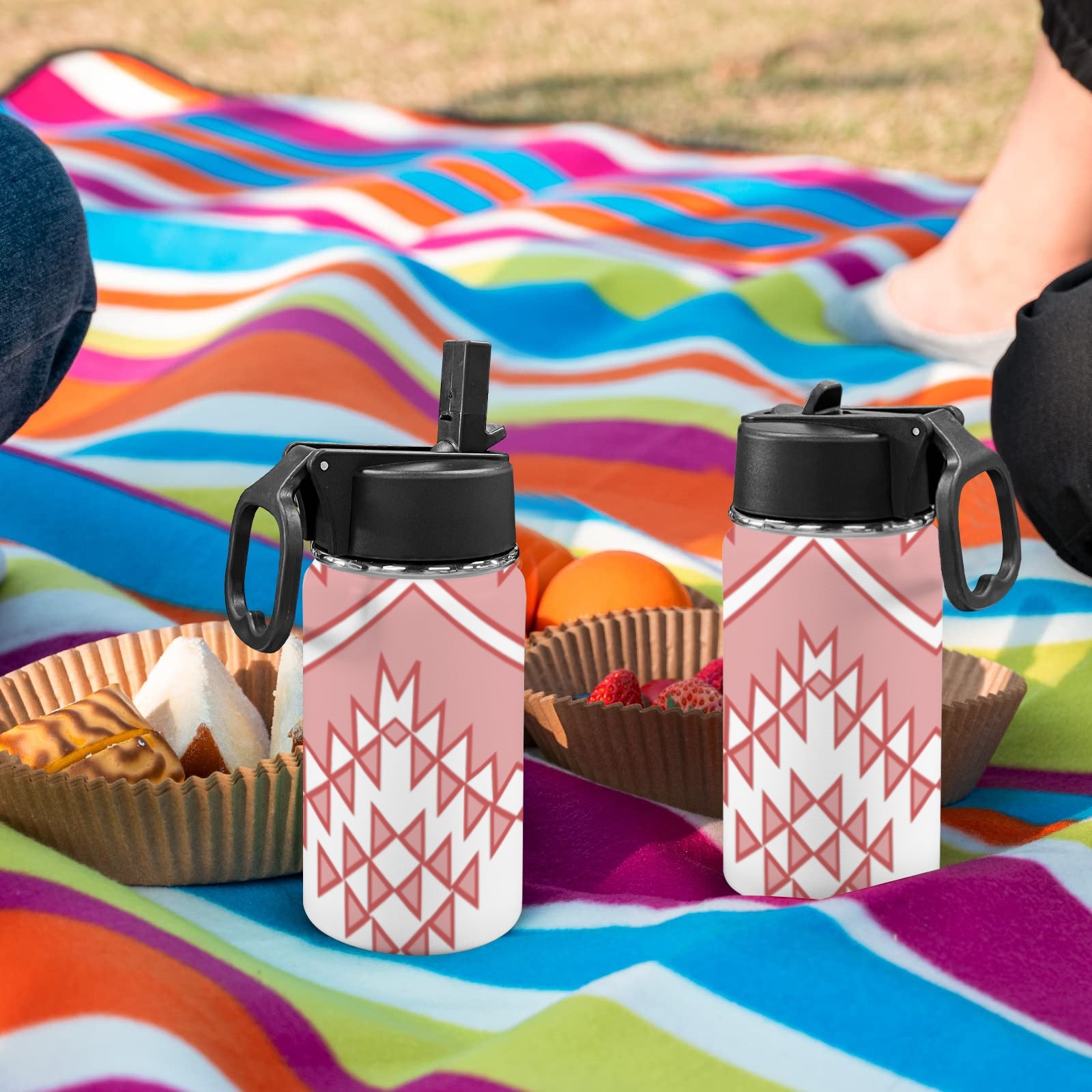 Pink Water Bottle With Straw Lid