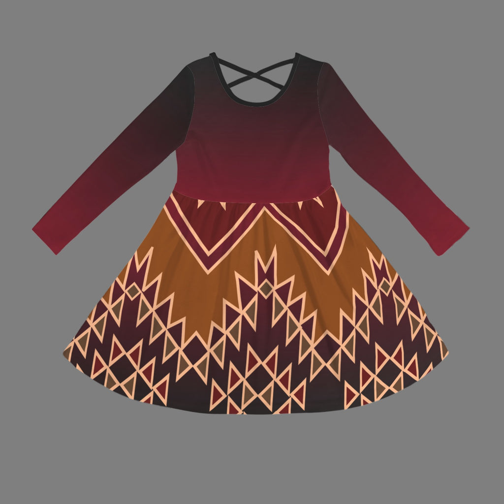 Girls Maroon Tribal Dress