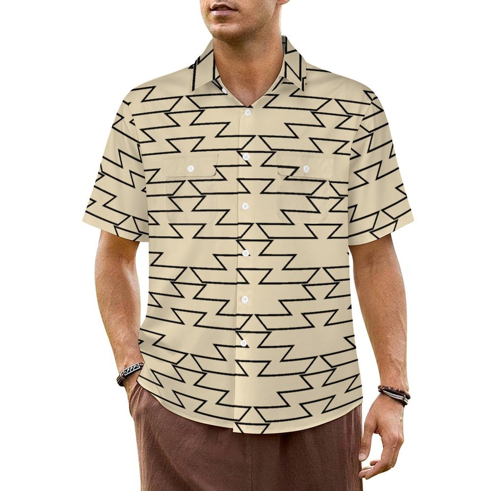 Cream Friendship Design Mens Shirt