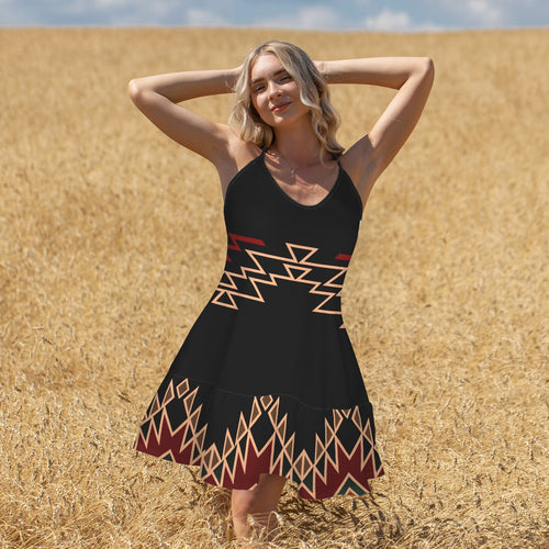 Black Tribal Spaghetti Strap Dress