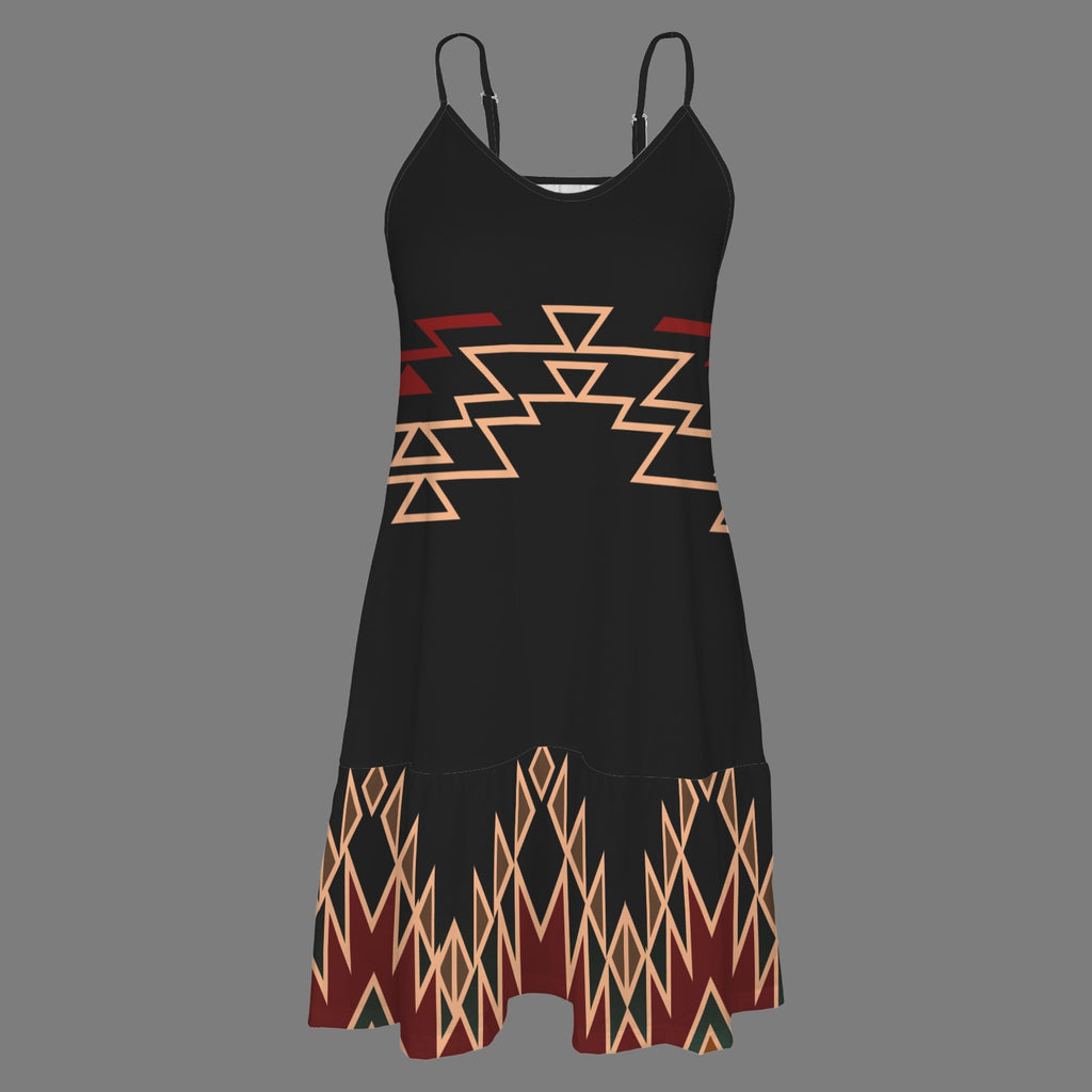Black Tribal Spaghetti Strap Dress