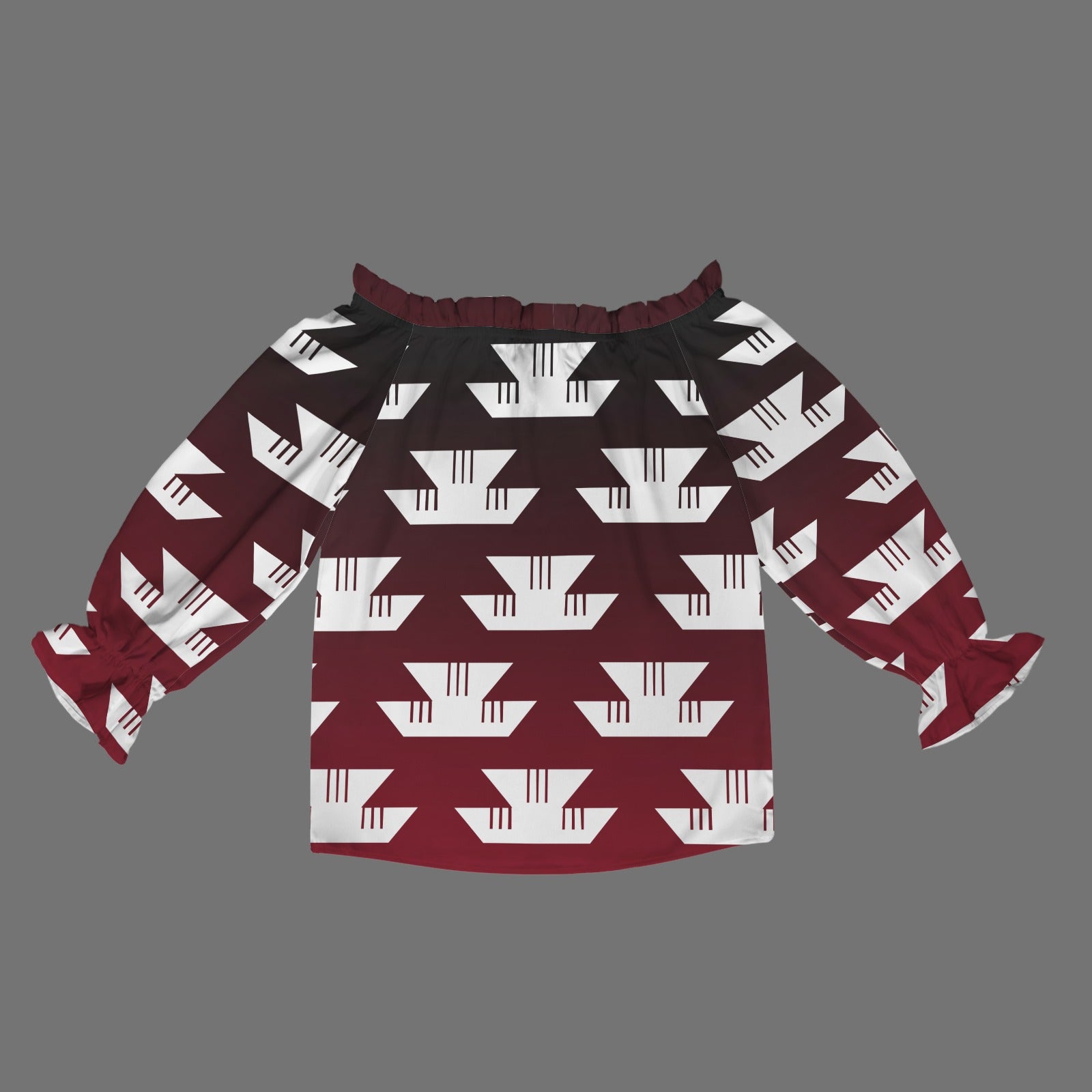 Elk Horn Shoulder Ruffle Sleeve Blouse