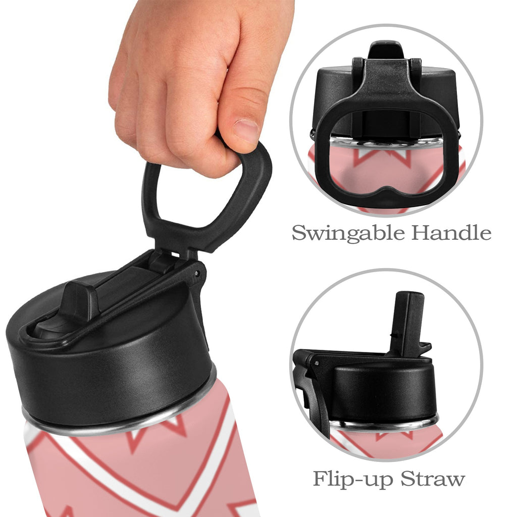 Pink Water Bottle With Straw Lid