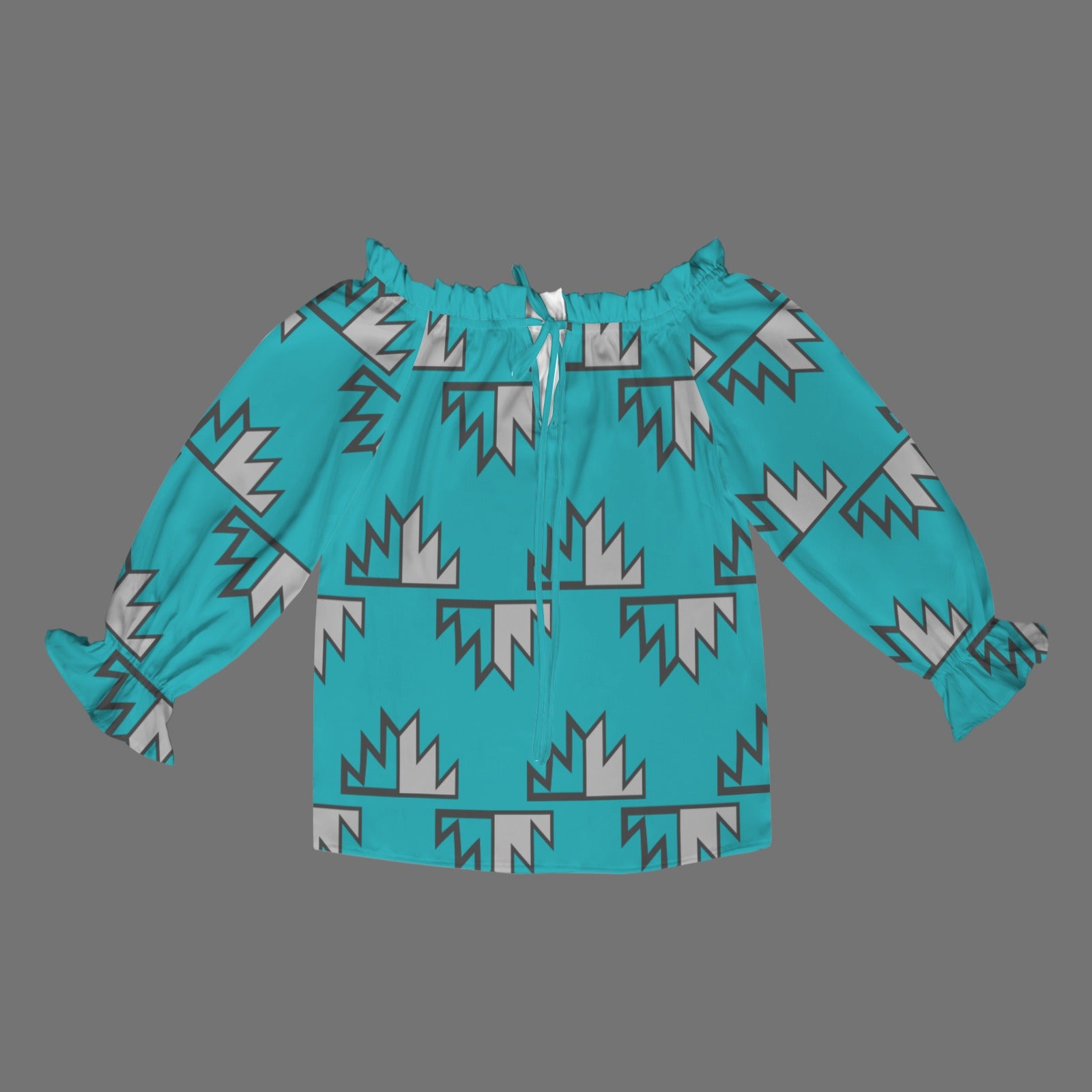 Teal Shoulder Ruffle Sleeve