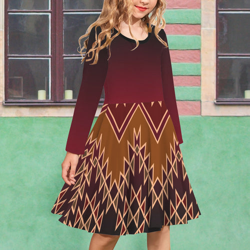Girls Maroon Tribal Dress
