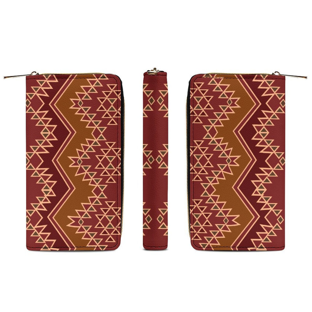 Maroon Large Capacity Zip Around Wallet PU Leather Clutch Purse With Multi-Layer Slots