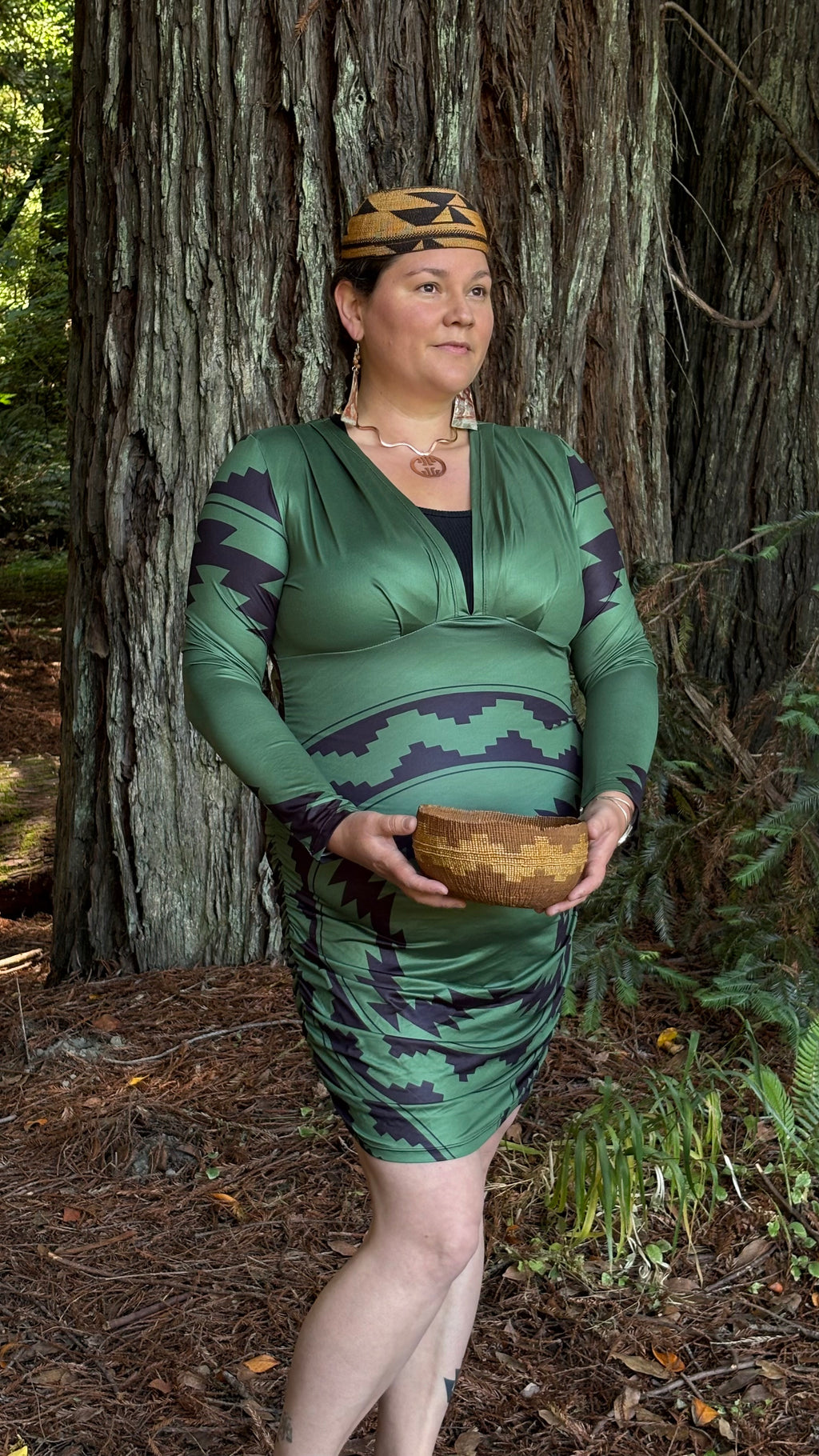 Tribal Design Green Dress