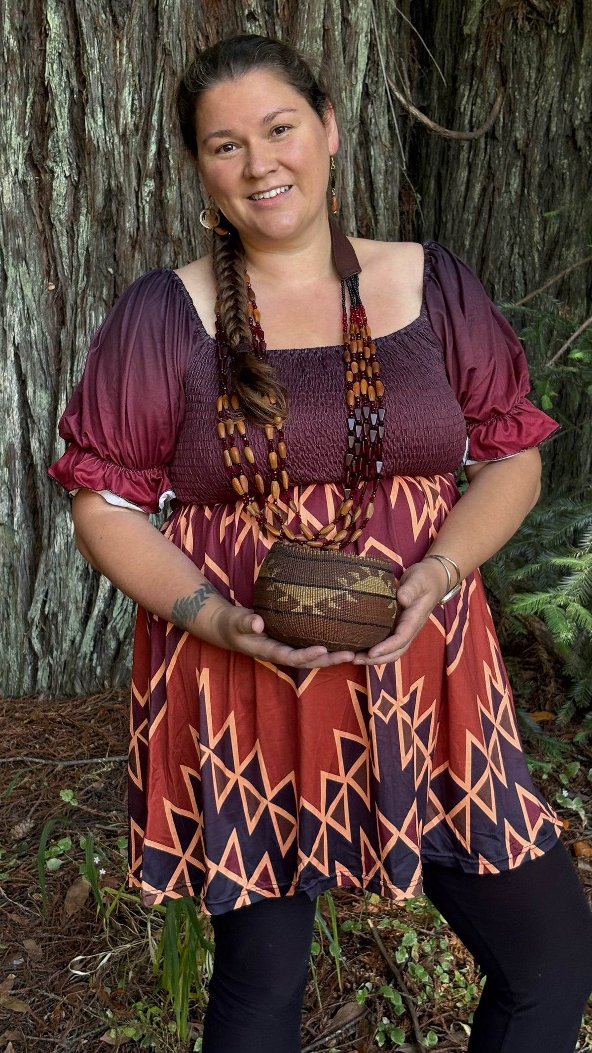 Maroon Tribal Dress Dress