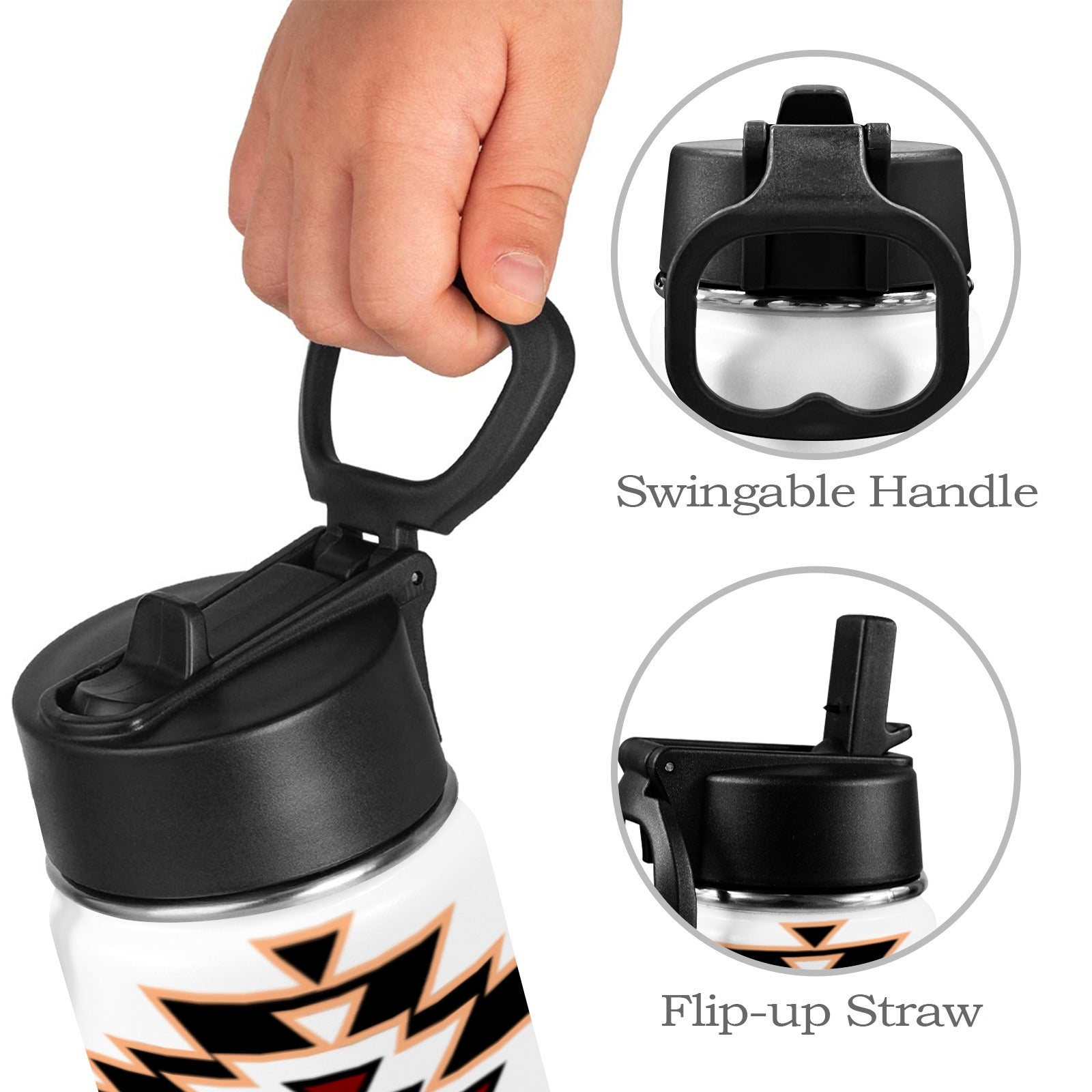 Tribal Water Bottle With Straw Lid