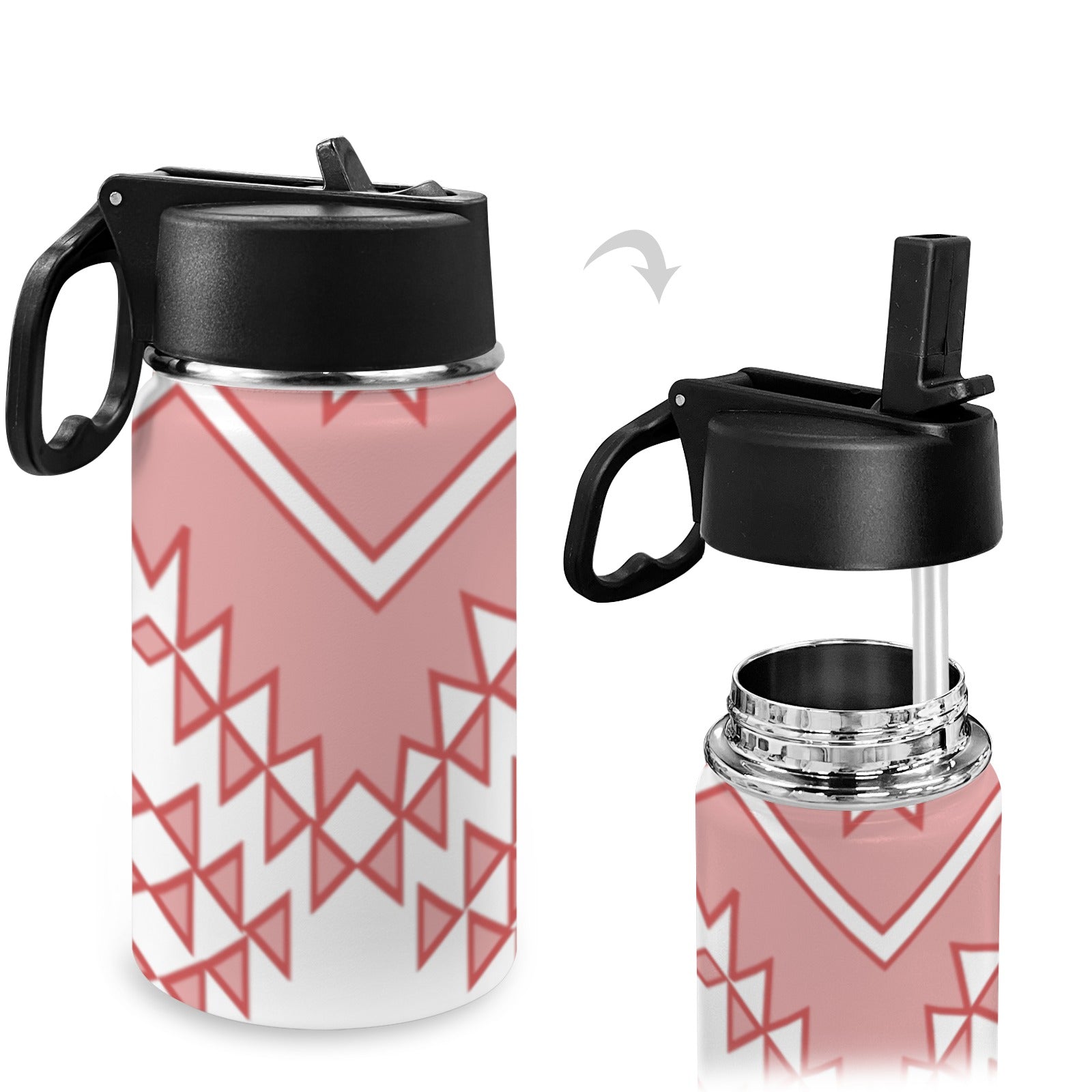 Pink Water Bottle With Straw Lid