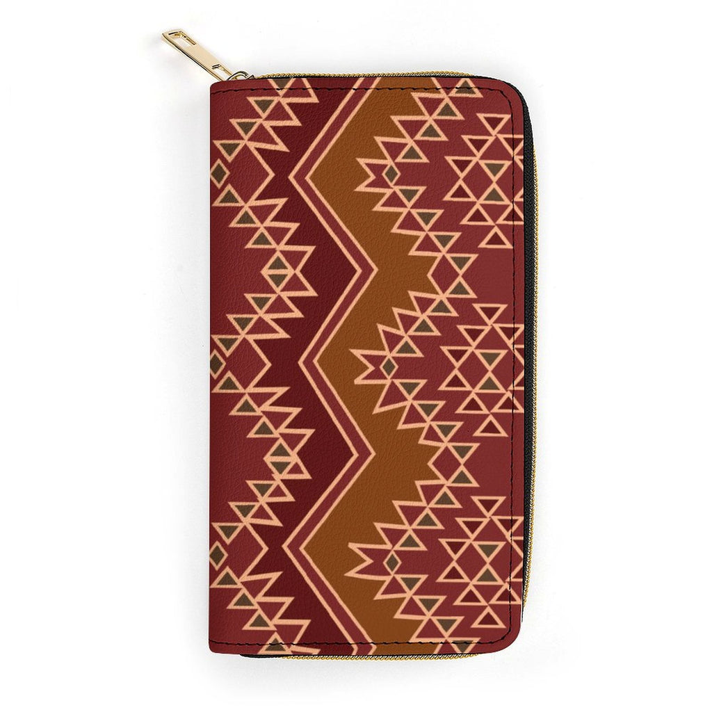 Maroon Large Capacity Zip Around Wallet PU Leather Clutch Purse With Multi-Layer Slots
