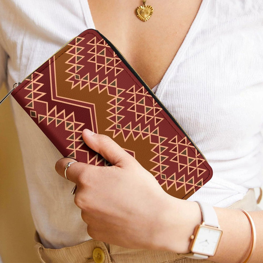 Maroon Large Capacity Zip Around Wallet PU Leather Clutch Purse With Multi-Layer Slots