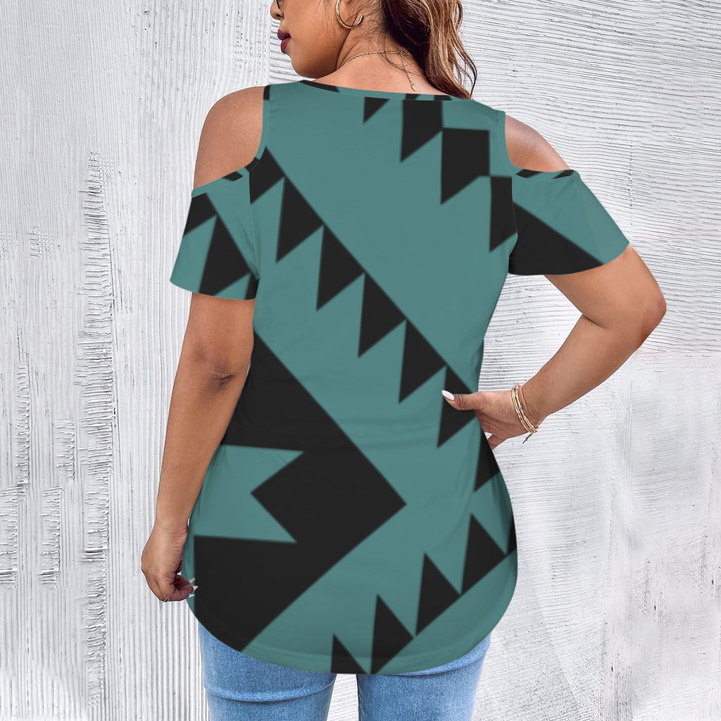 Tribal Design Open Shoulder Shirt