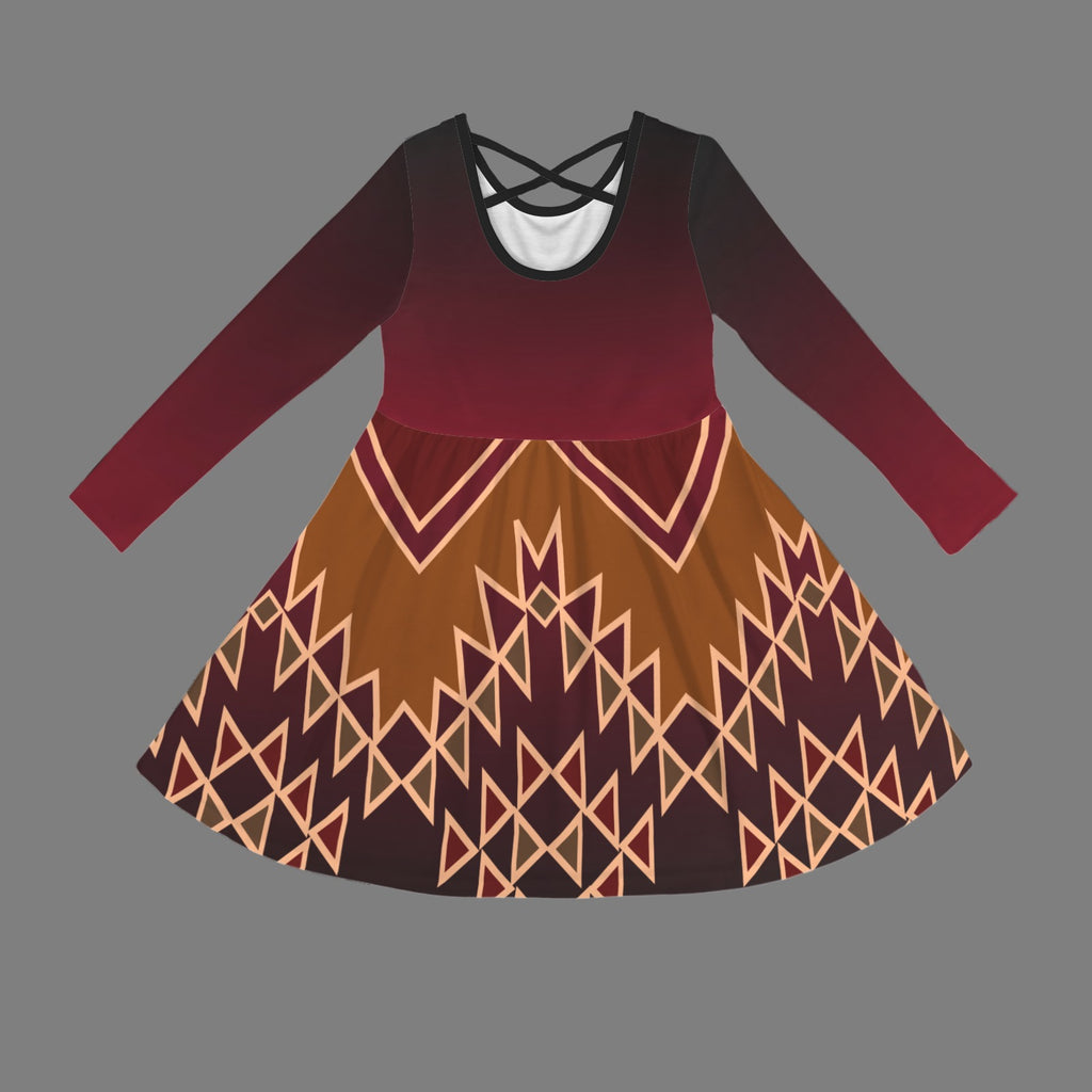 Girls Maroon Tribal Dress